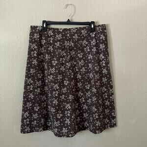 ’00s Cottagecore Linen-Blend Floral Skirt Chocolate Brown Vintage Vibes